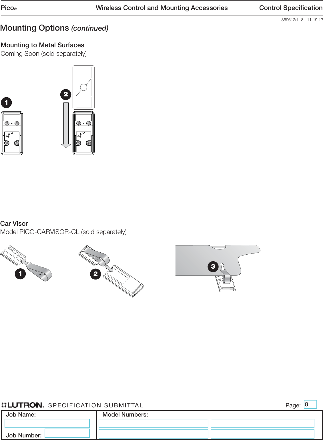 Page 8 of 8 - Lutron Pico PJ2-2B-GWH-L01 Spec Sheet