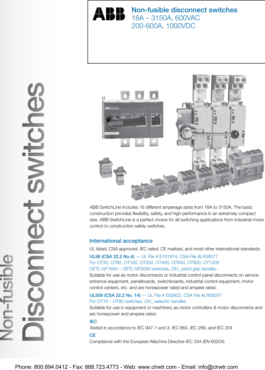 ABB Non Fusible Disconnect Switches