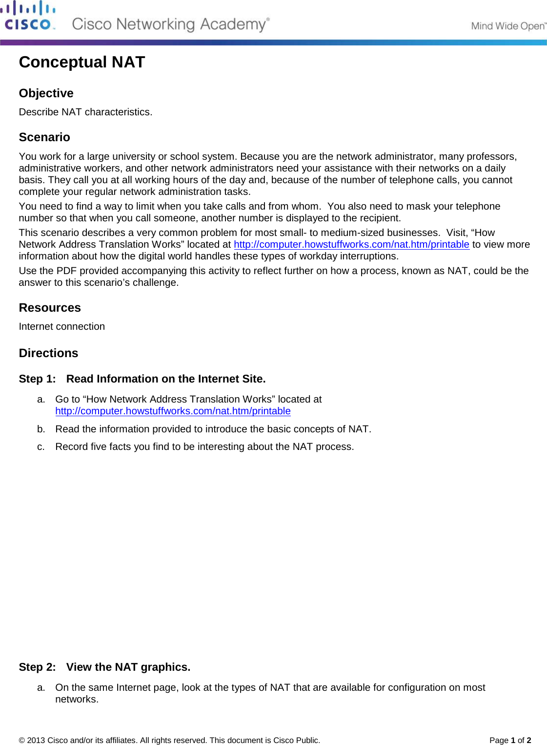 Page 1 of 2 - 9.0.1.2 Conceptual NAT Instructions