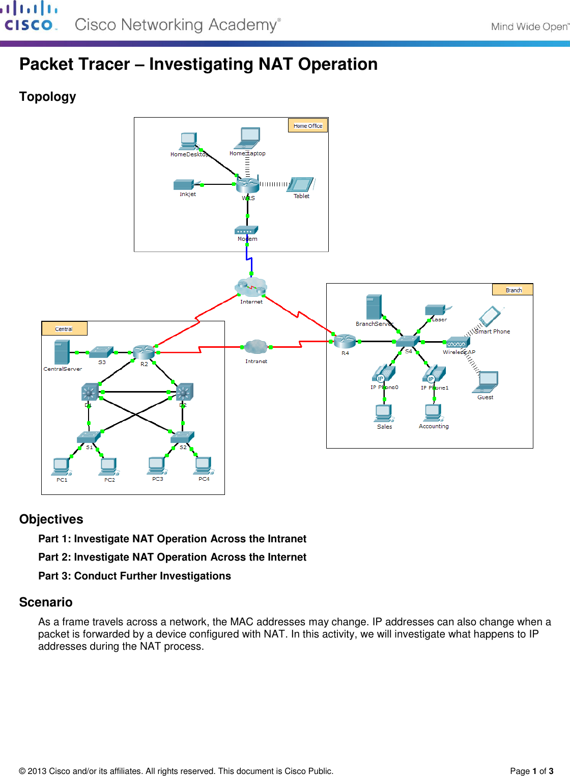 Page 1 of 3 - 9.1.2.6 Packet Tracer - Investigating NAT Operation Instructions