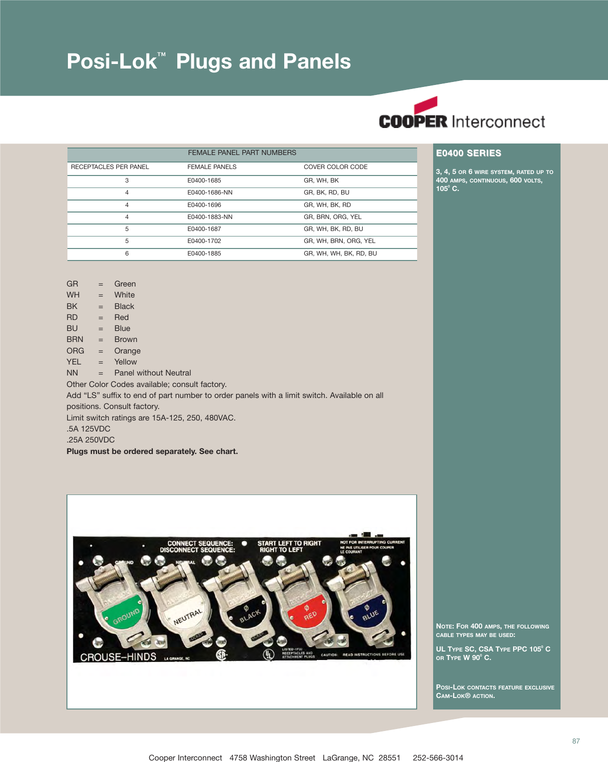Page 1 of 6 - Duraline / Crouse-Hinds E0400 Series Posi-Lok Connectors  Brochure