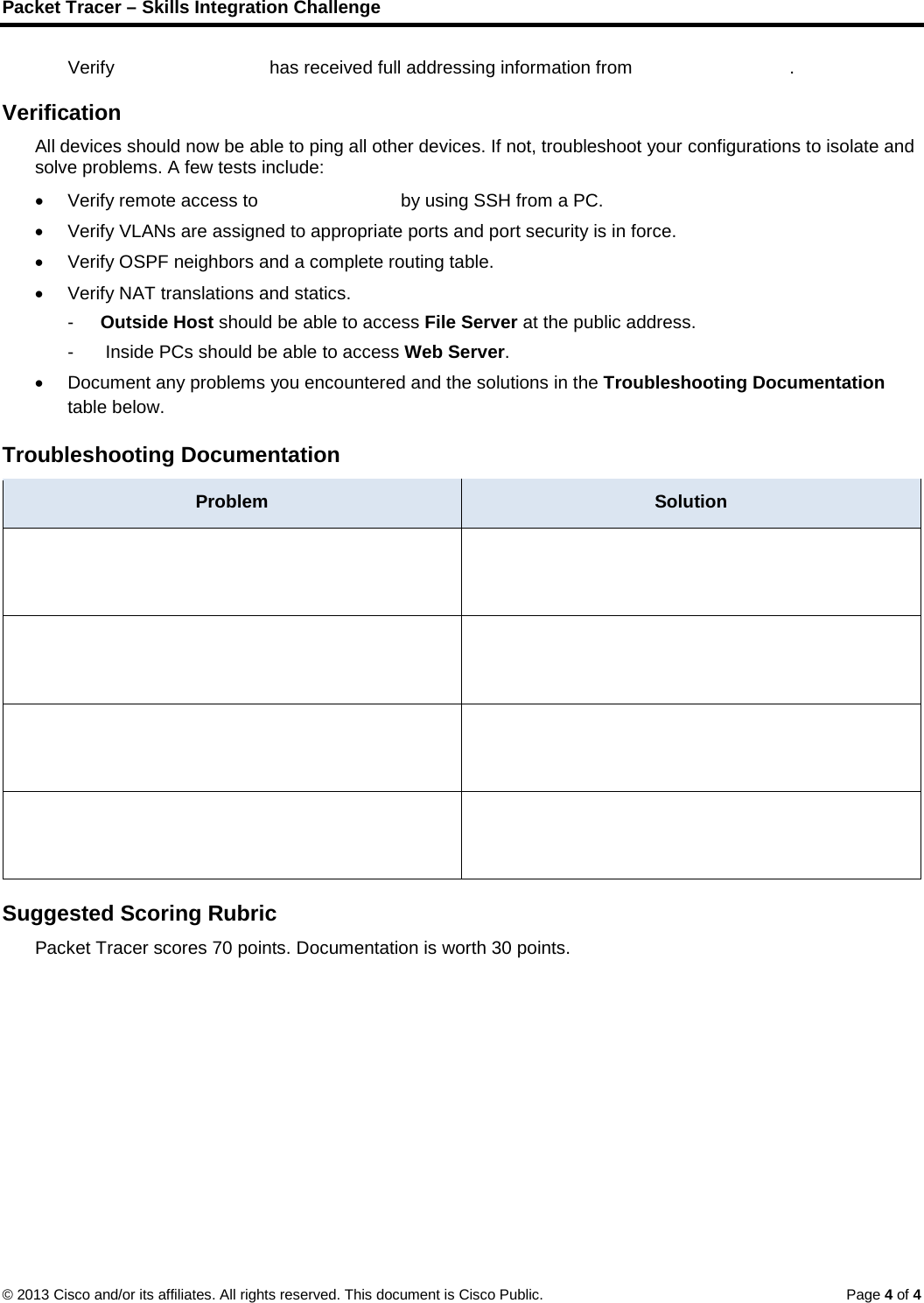 Page 4 of 4 - 9.4.1.2 Packet Tracer - Skills Integration Challenge Instructions