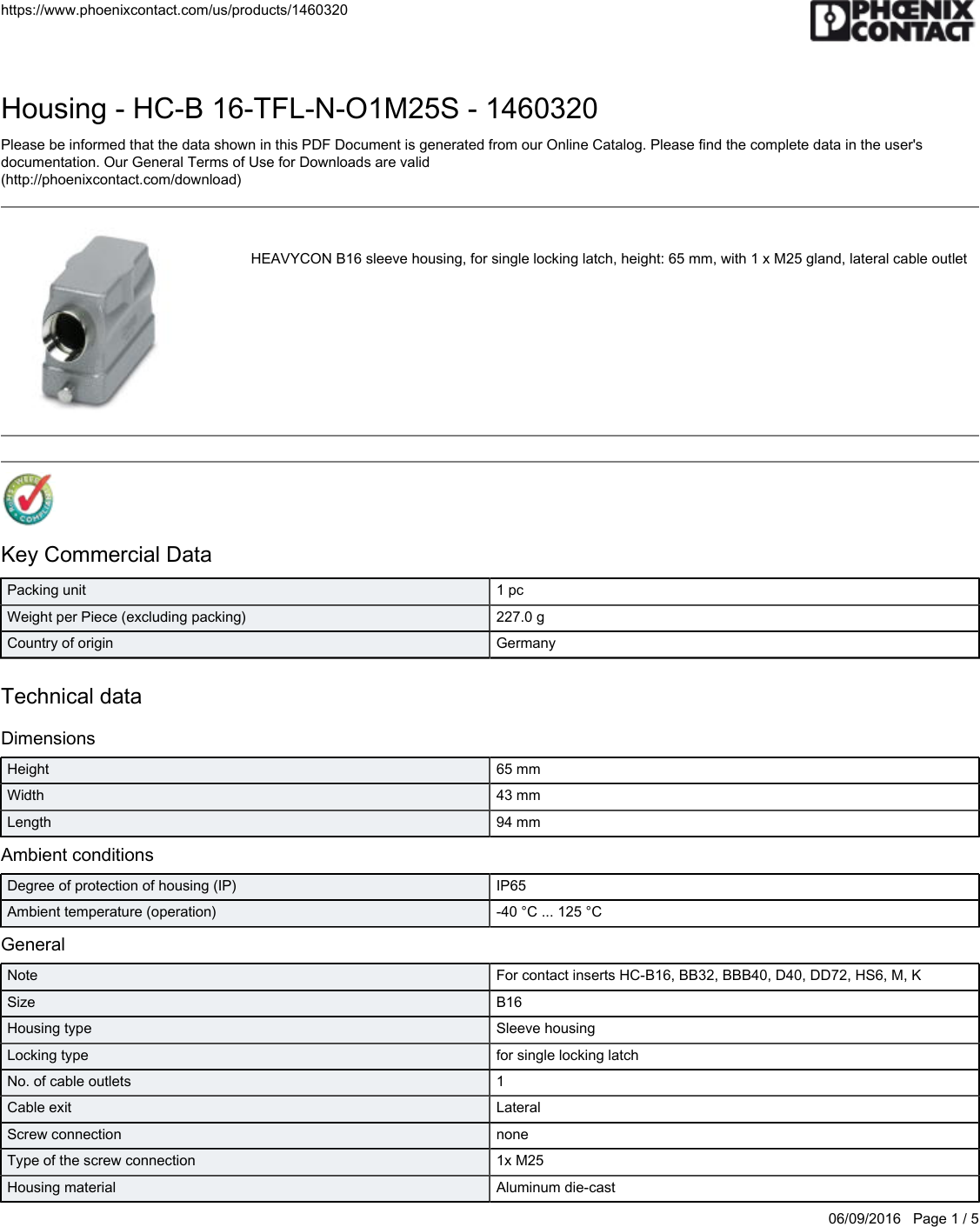 Page 1 of 5 - Product Detail Manual 