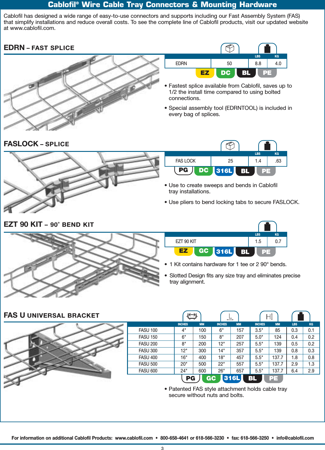 Page 3 of 4 - Cablofil Wire Cable Tray Product Specifications  Brochure