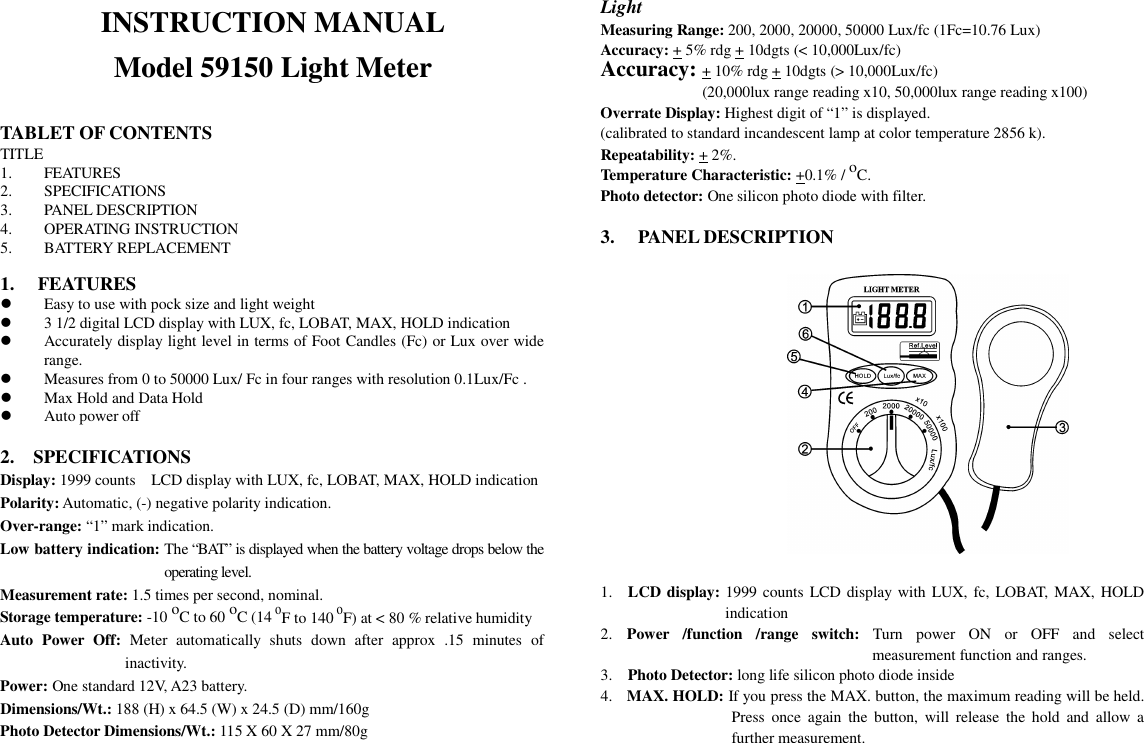 Page 1 of 2 - INSTRUCTION MANUAL  Installation Directions