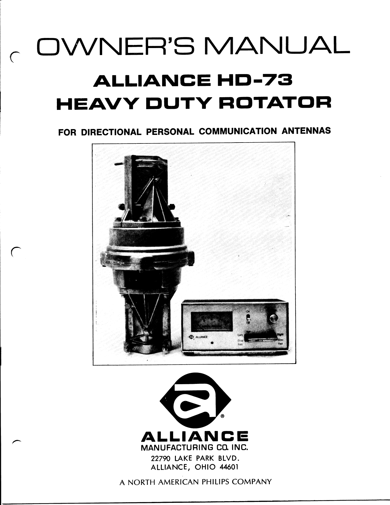 Page 1 of 5 - ALLIANCE--HD73-Rotator-User-Manual