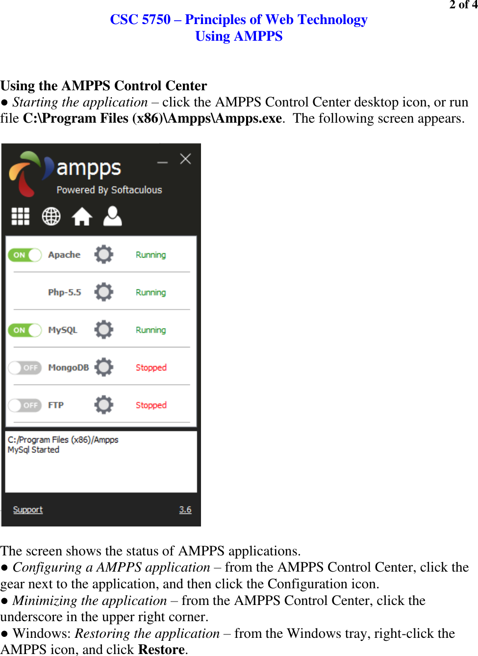 Page 2 of 4 - AMPPS Setup Instructions