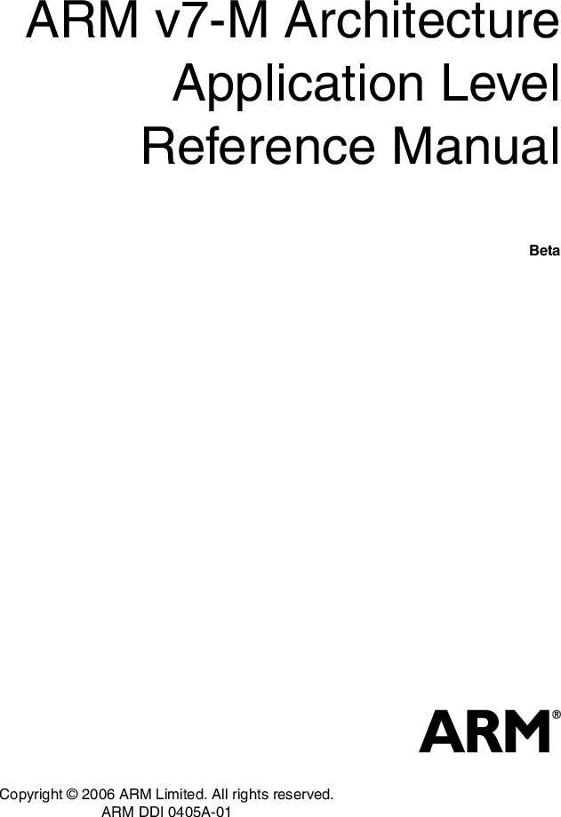 Arm V7 M Architecture Application Level Reference Manual Armv7