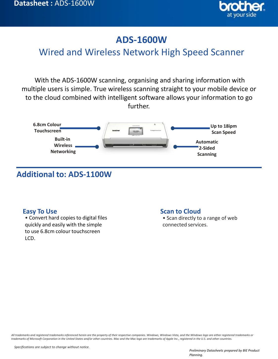 Page 1 of 2 - Ads1600W  1 User Manual