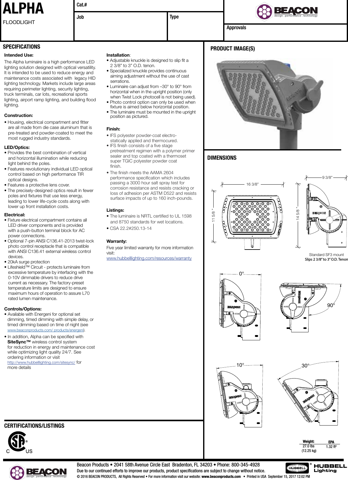 Page 1 of 5 - Alpha LED Spec Sheet