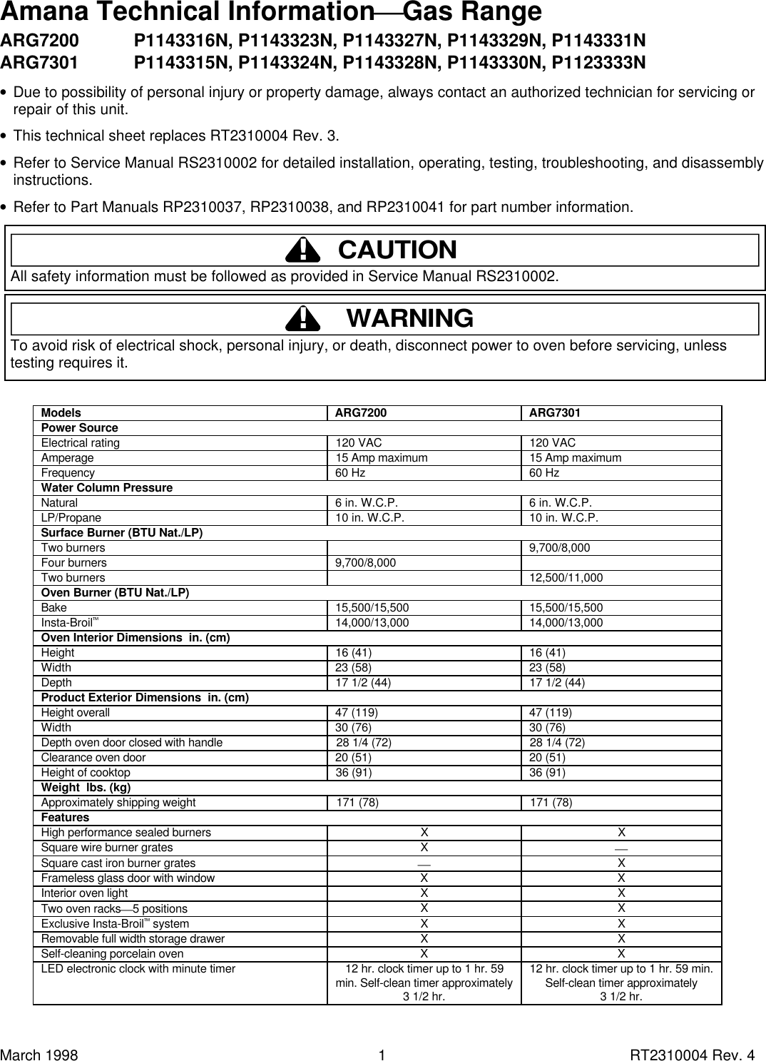T231_4R4 Amana Gas Oven Bottom ARG7200