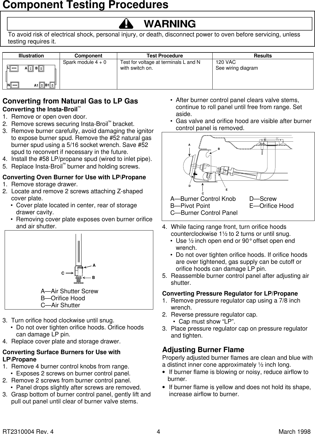 T231_4R4 Amana Gas Oven Bottom ARG7200