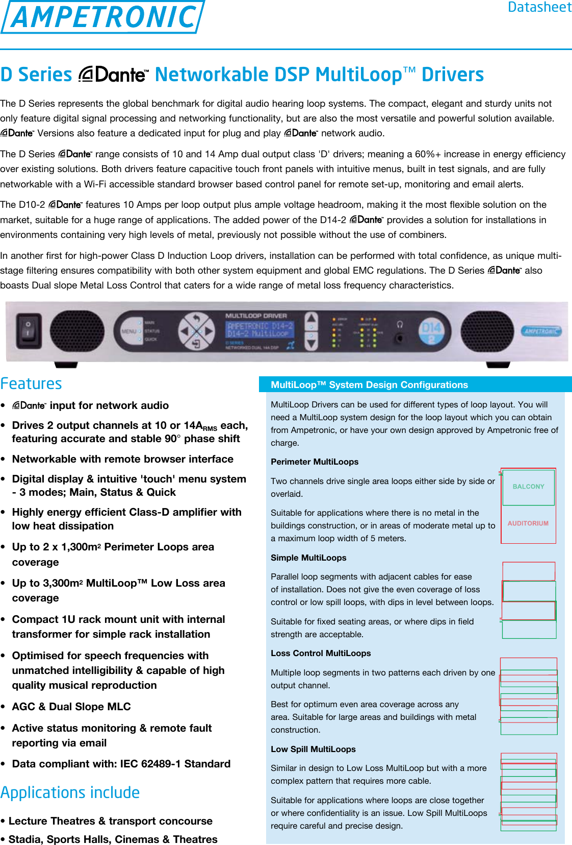 Page 1 of 2 - Ampd102Dante Pdf User Manual