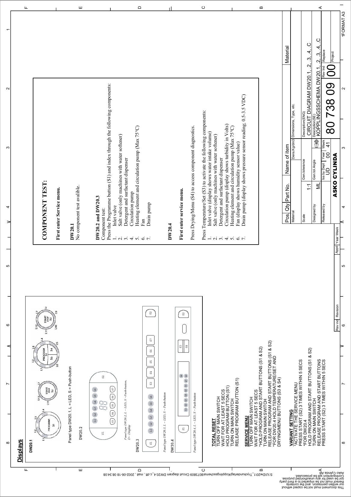 Page 2 of 2 - 8073809 Circuit Diagram DW20-00c4.dft  Asko Dishwasher DW20.1, .2, .3, .4, .C
