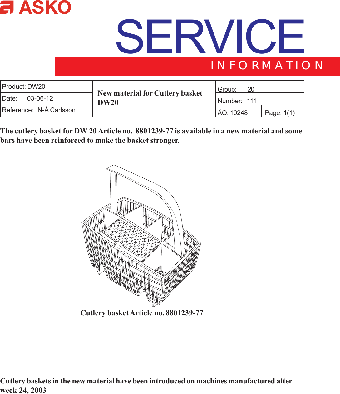 Page 1 of 1 - 111 New Material For Cutlery Basket.pmd  Asko Dishwasher DW20 (8)