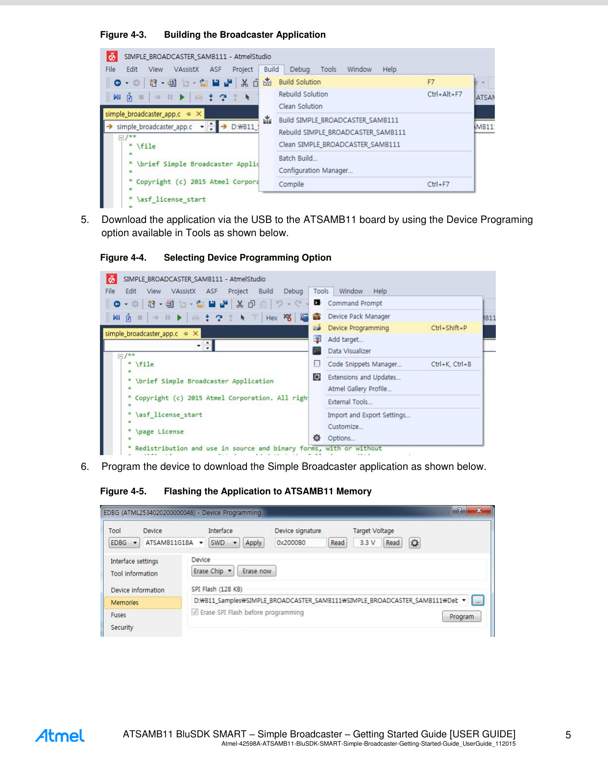 ATSAMB11 BluSDK SMART Simple Broadcaster Getting Started Guide Atmel ...