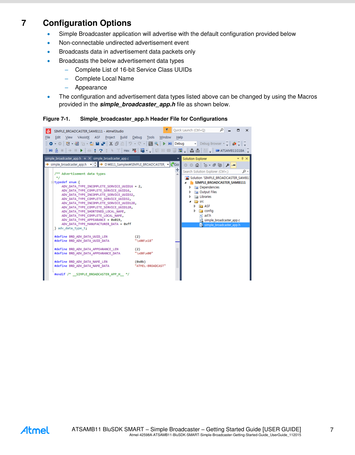 ATSAMB11 BluSDK SMART Simple Broadcaster Getting Started Guide Atmel ...