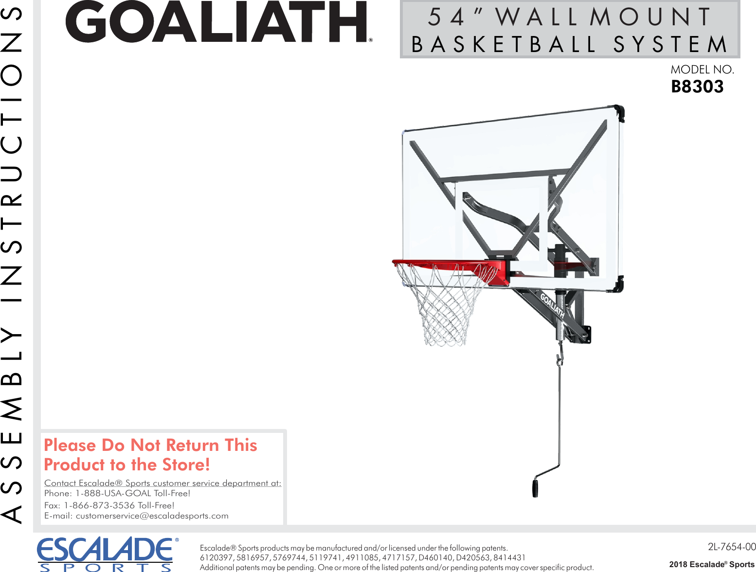 B8303W Goaliath 54 Wall Mount (2L 7654 00) B8303_2L765400 B8303 2L765400