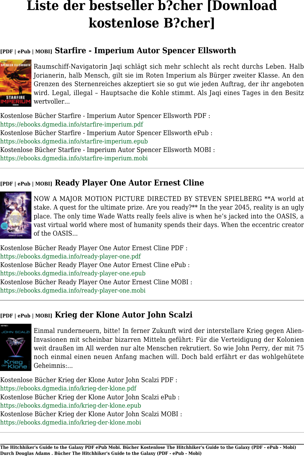 Page 3 of 10 - Kostenlose Bücher The Hitchhiker's Guide To Galaxy (PDF - EPub Mobi) Autor Douglas Adams E Pub Durch Adam