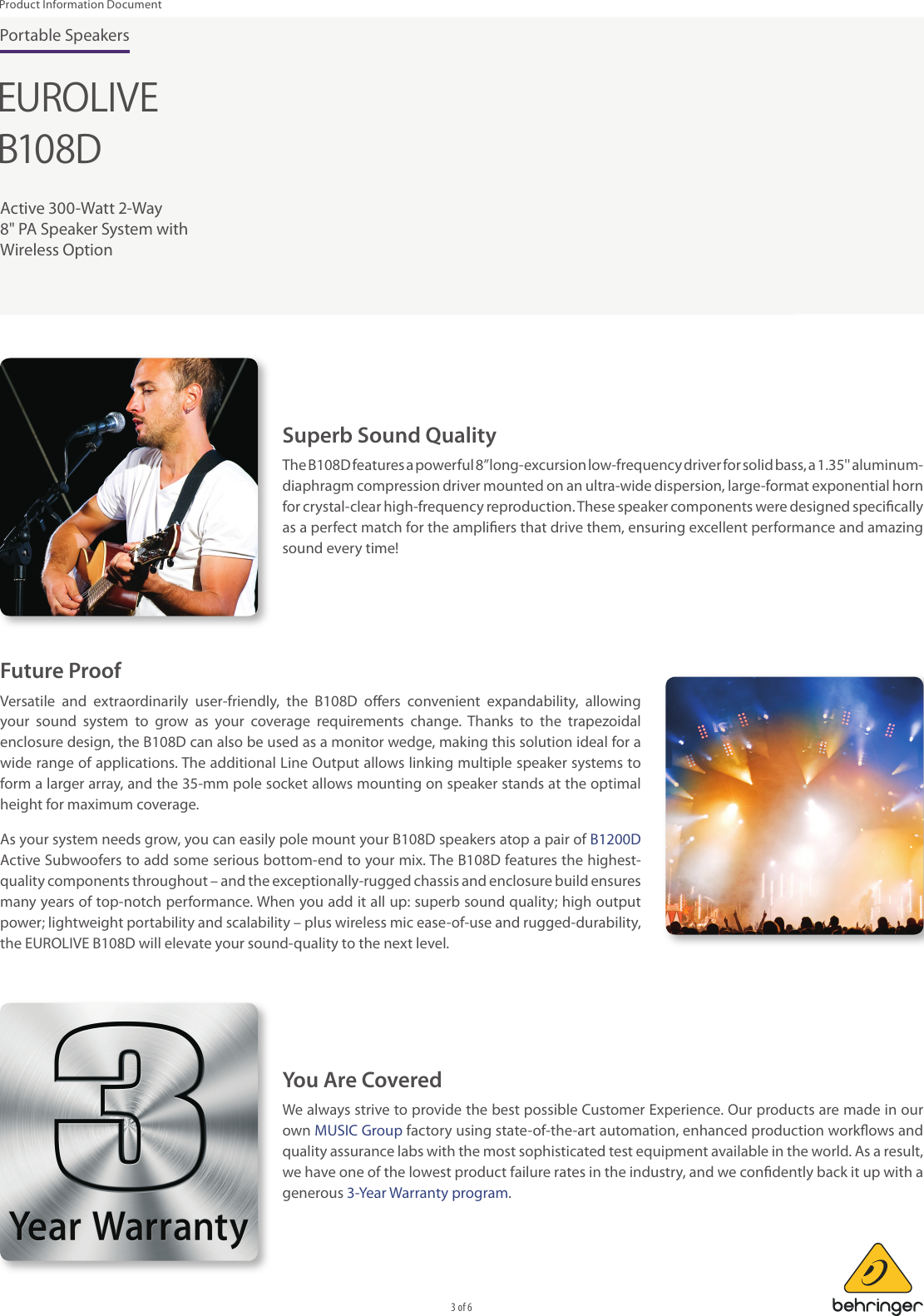 Page 3 of 6 - BEHRINGER_B108D P0ALY_Product Information Behringer B108D Product P0ALY