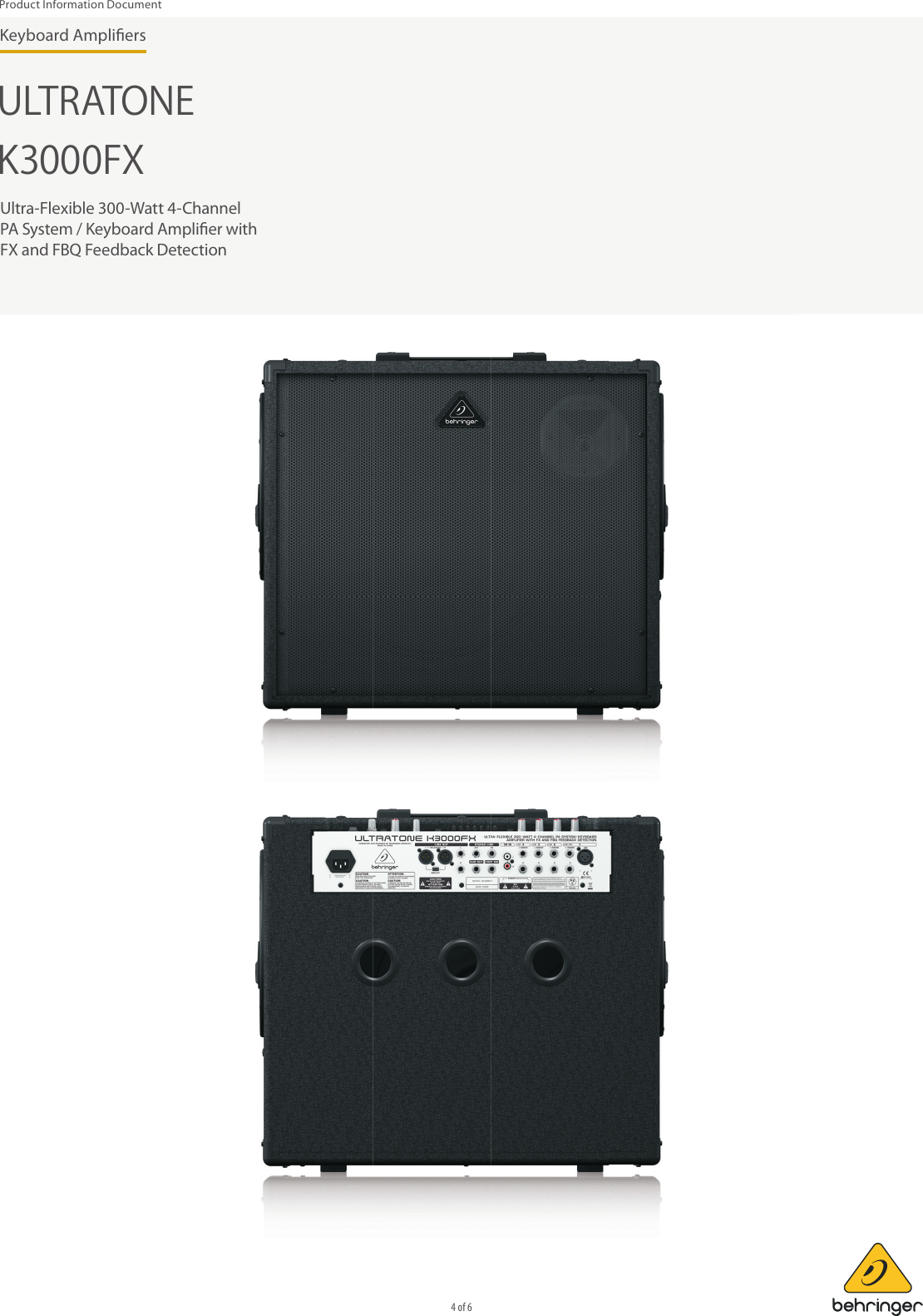 Page 4 of 6 - FEEL Prod Grap PH_Approval_P0379 (K3000FX) PID_2016-02-26_Rev.1 Behringer K3000FX Product Information  P0379