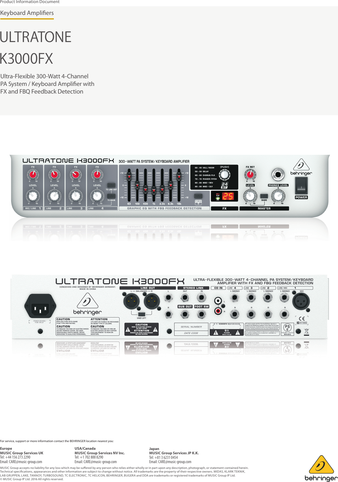 Page 6 of 6 - FEEL Prod Grap PH_Approval_P0379 (K3000FX) PID_2016-02-26_Rev.1 Behringer K3000FX Product Information  P0379