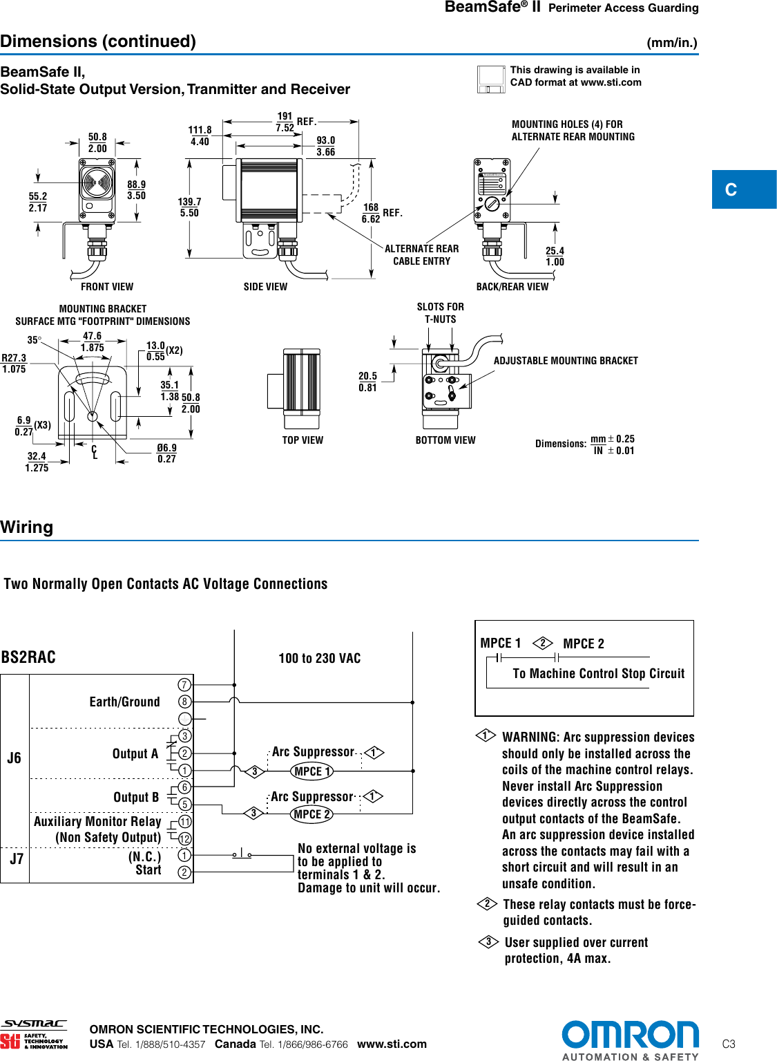 Page 3 of 7 - BeamSafe II Perimeter Access Guarding Sensor Datasheet  Beam Safe En 201507 F242I-E-01