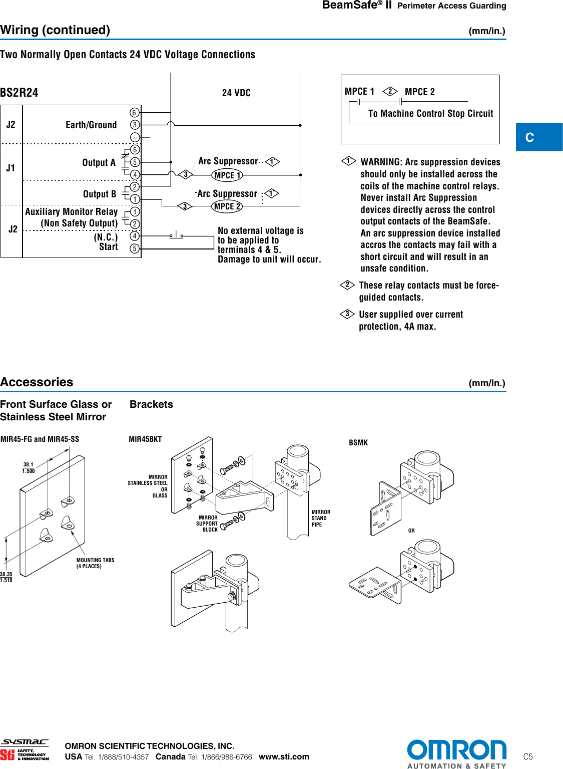 Page 5 of 7 - BeamSafe II Perimeter Access Guarding Sensor Datasheet  Beam Safe En 201507 F242I-E-01