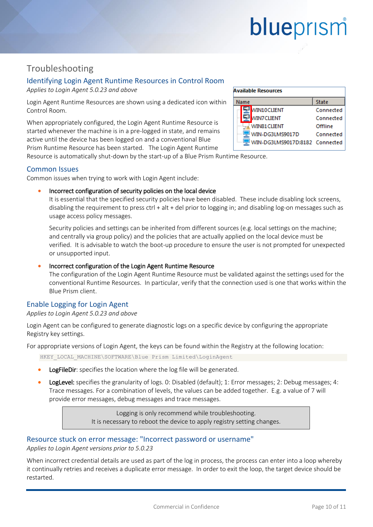 Page 10 of 11 - Login Agent Blue Prism User Guide