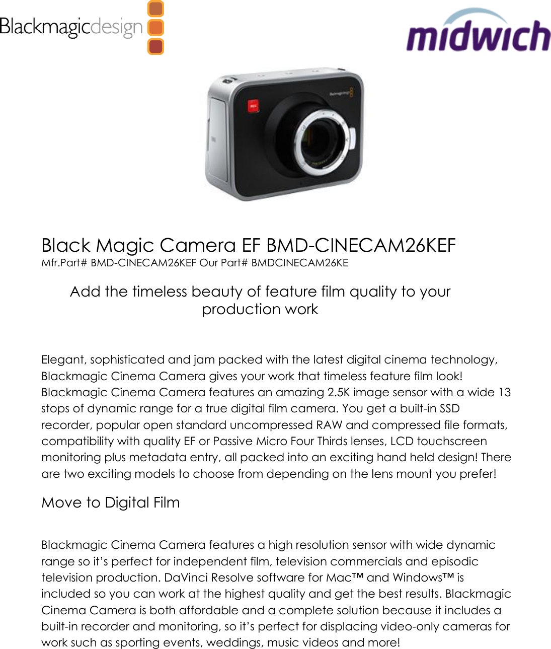 Page 1 of 4 - Bmdcinecam26Kef User Manual