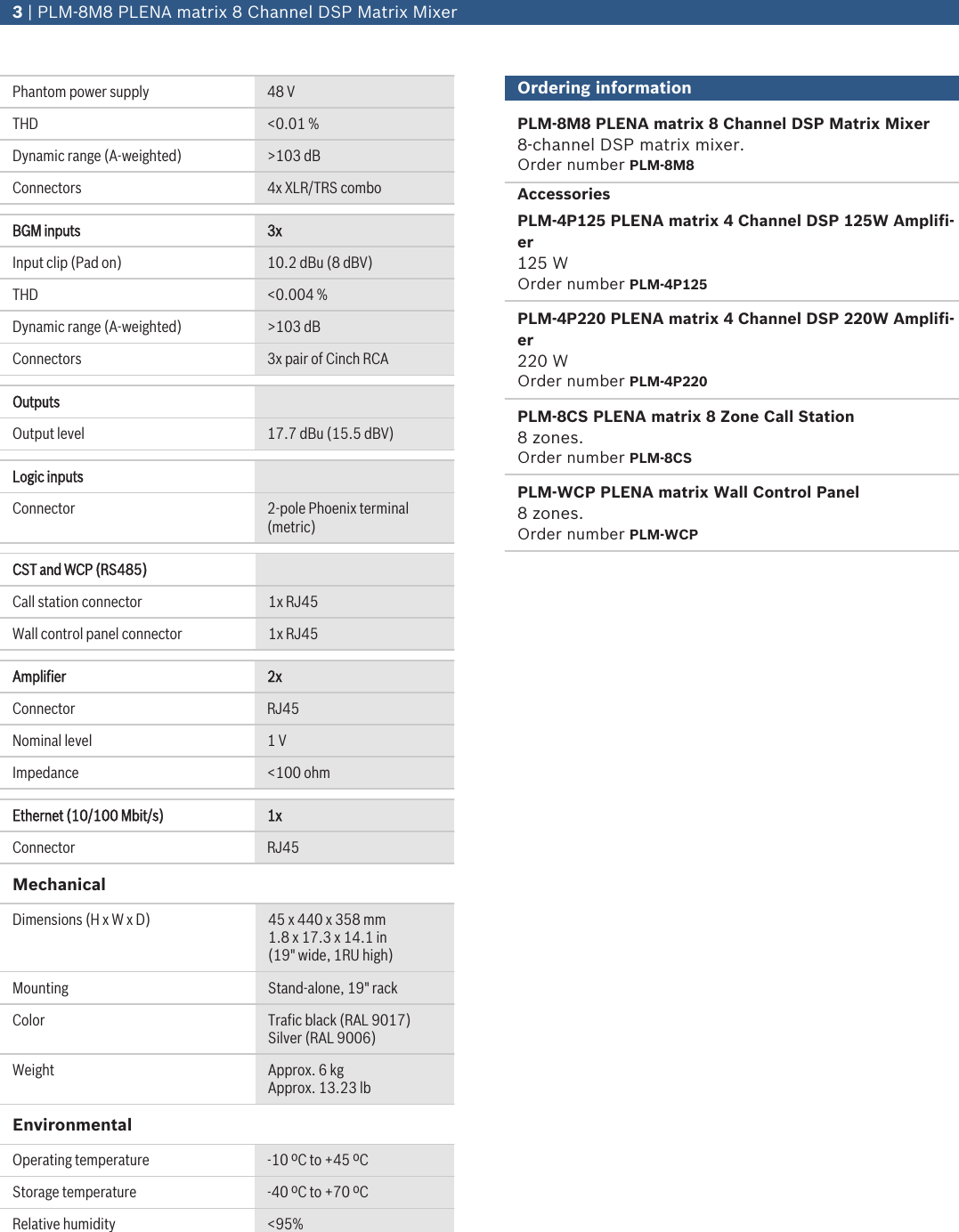 Page 3 of 4 - Boschplm8M8 PLM-8M8 PLENA Matrix 8 Channel DSP Mixer User Manual