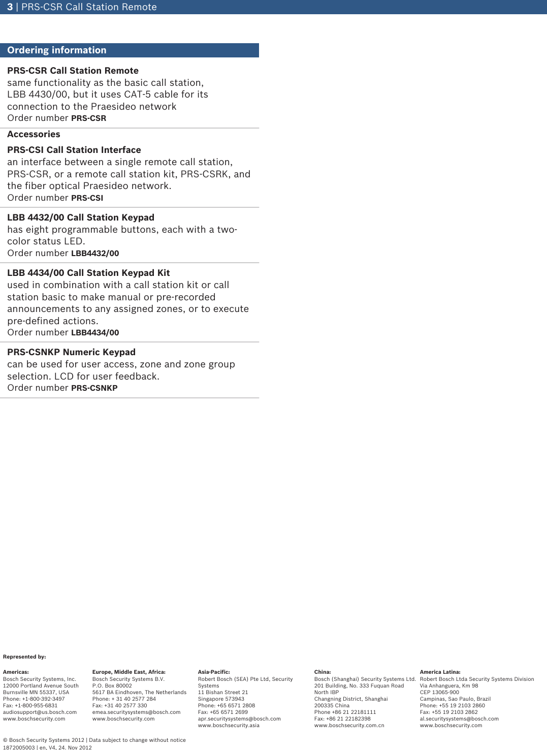 Page 3 of 3 - Boschprscsr PRS‑CSR Call Station Remote User Manual