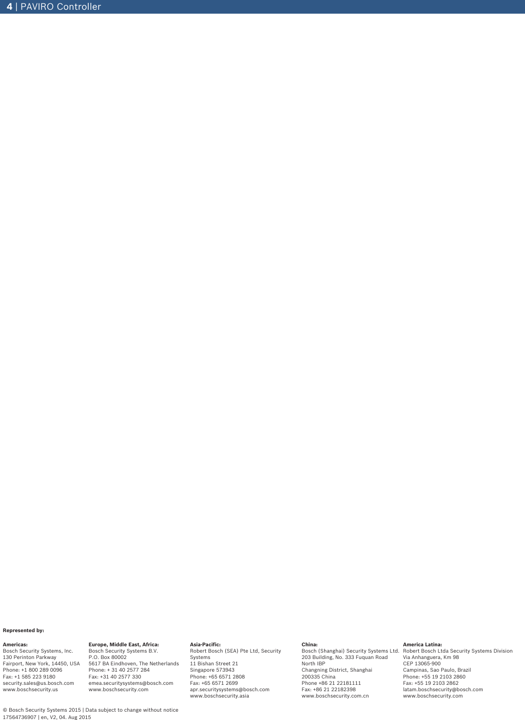 Page 4 of 4 - Boschpva4Cr12 PAVIRO Controller User Manual