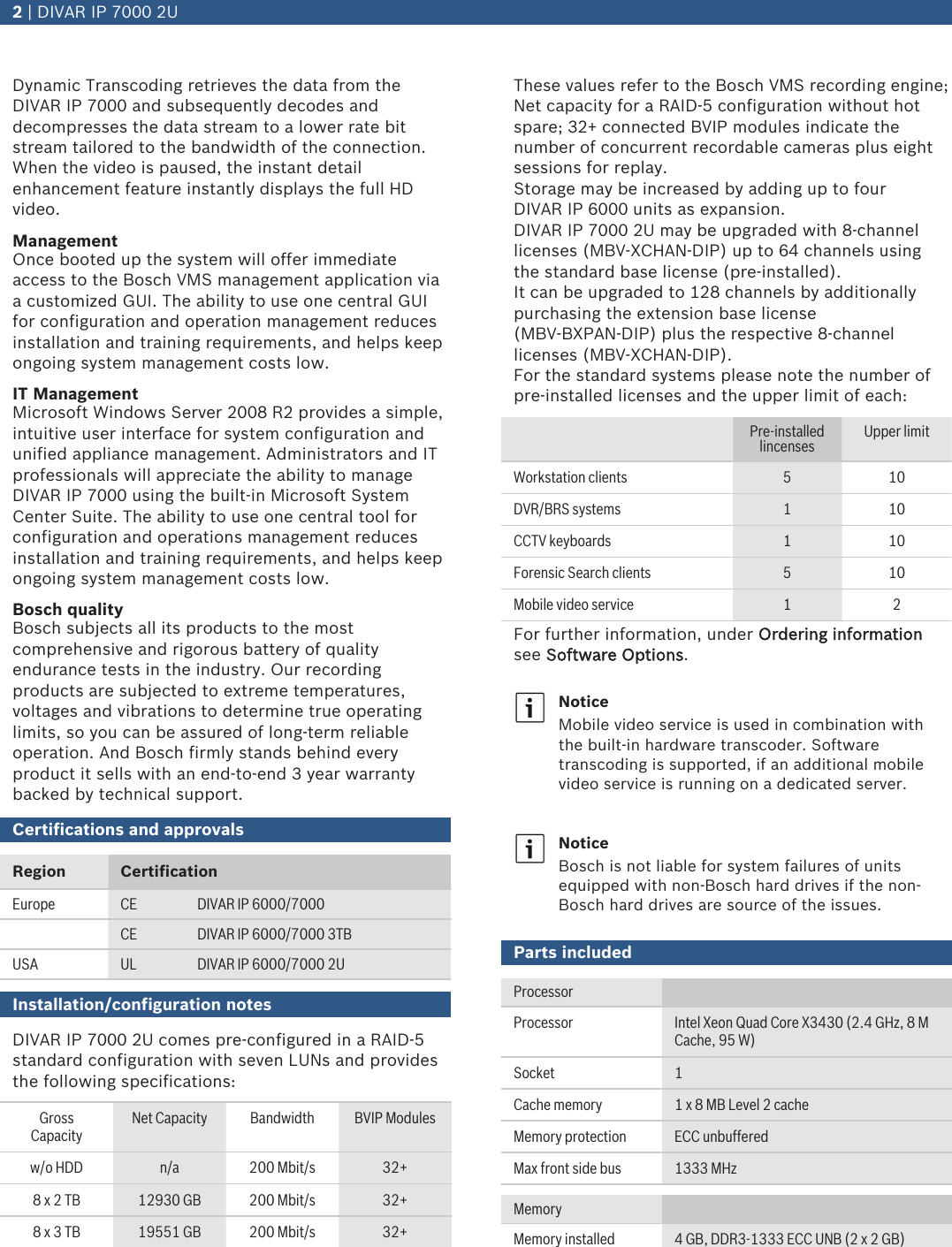 Page 2 of 5 - Bosmbvxkbddip DIVAR IP 7000 2U User Manual