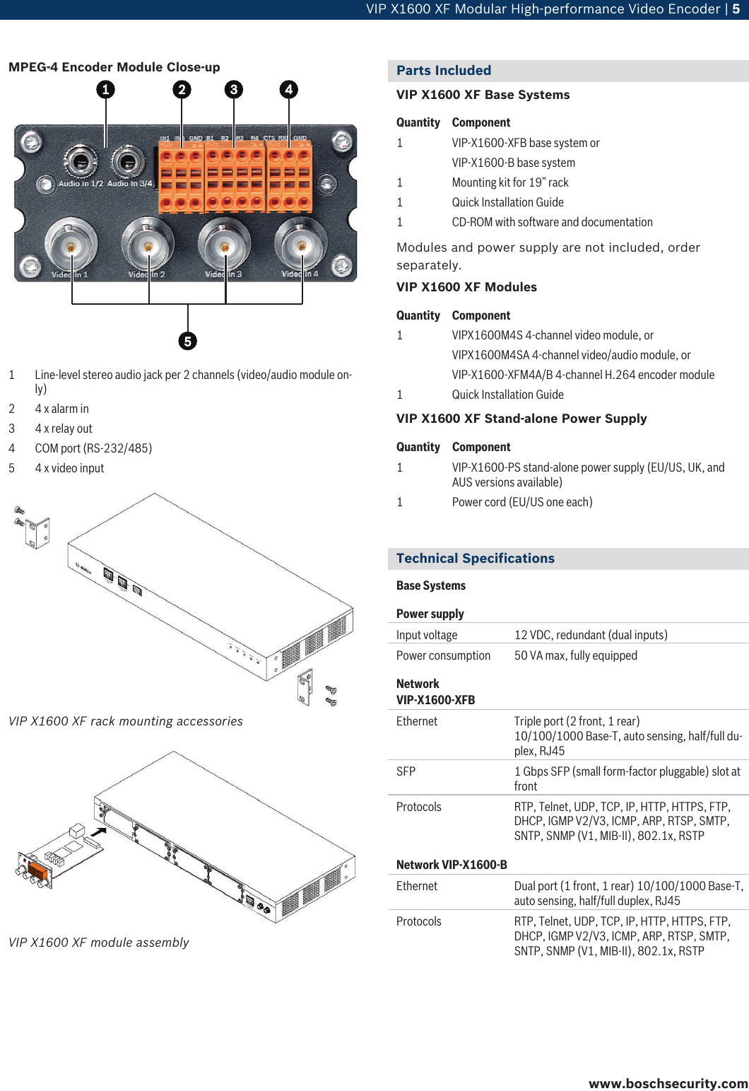 Page 5 of 8 - Bosvipx1600Psuk VIP X1600 XF Modular High-performance Video Encoder User Manual