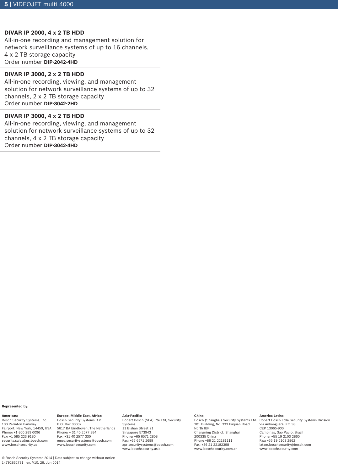 Page 5 of 5 - Bosvjm4016 VIDEOJET Multi 4000 User Manual