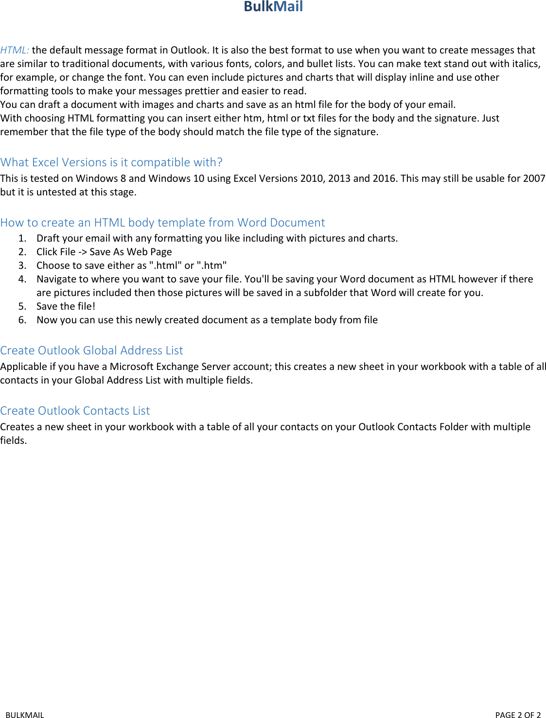 Page 2 of 2 - Bulk Mail Instructions