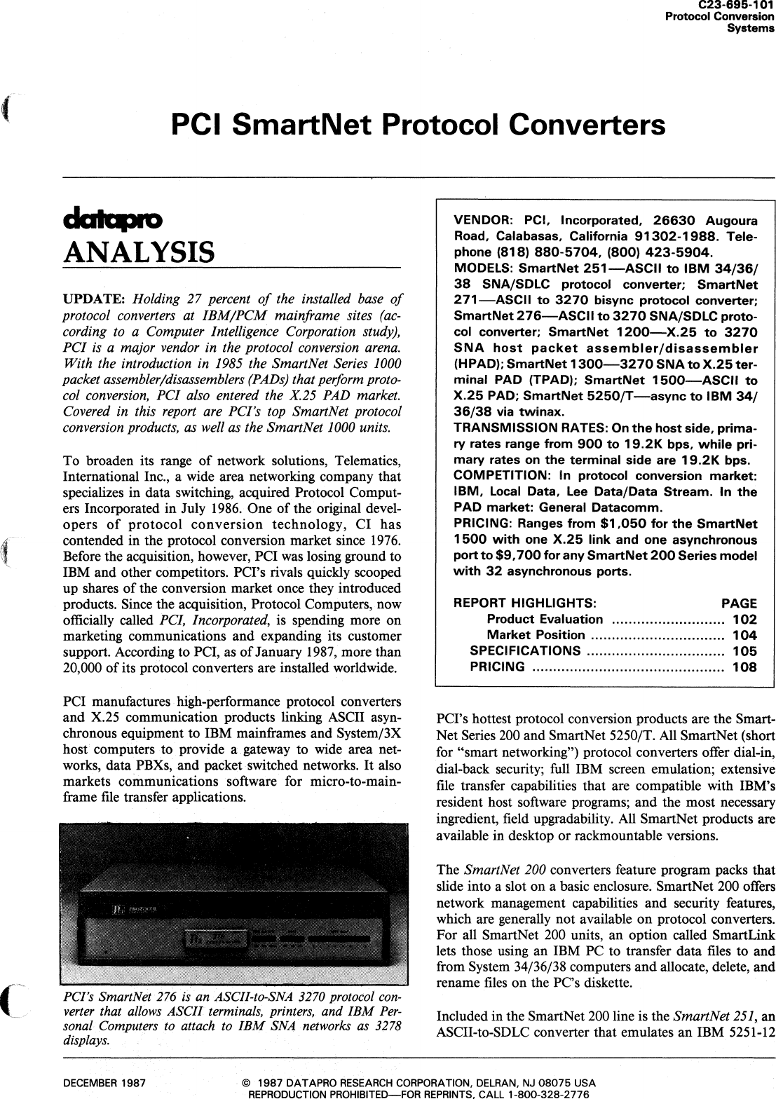 Page 5 of 12 - C23-695_PCI_Smart Net C23-695 PCI Smart