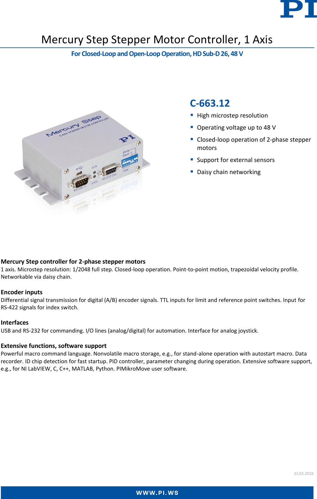 Page 1 of 3 - C-663.12 Datasheet  C-663.12-Datasheet