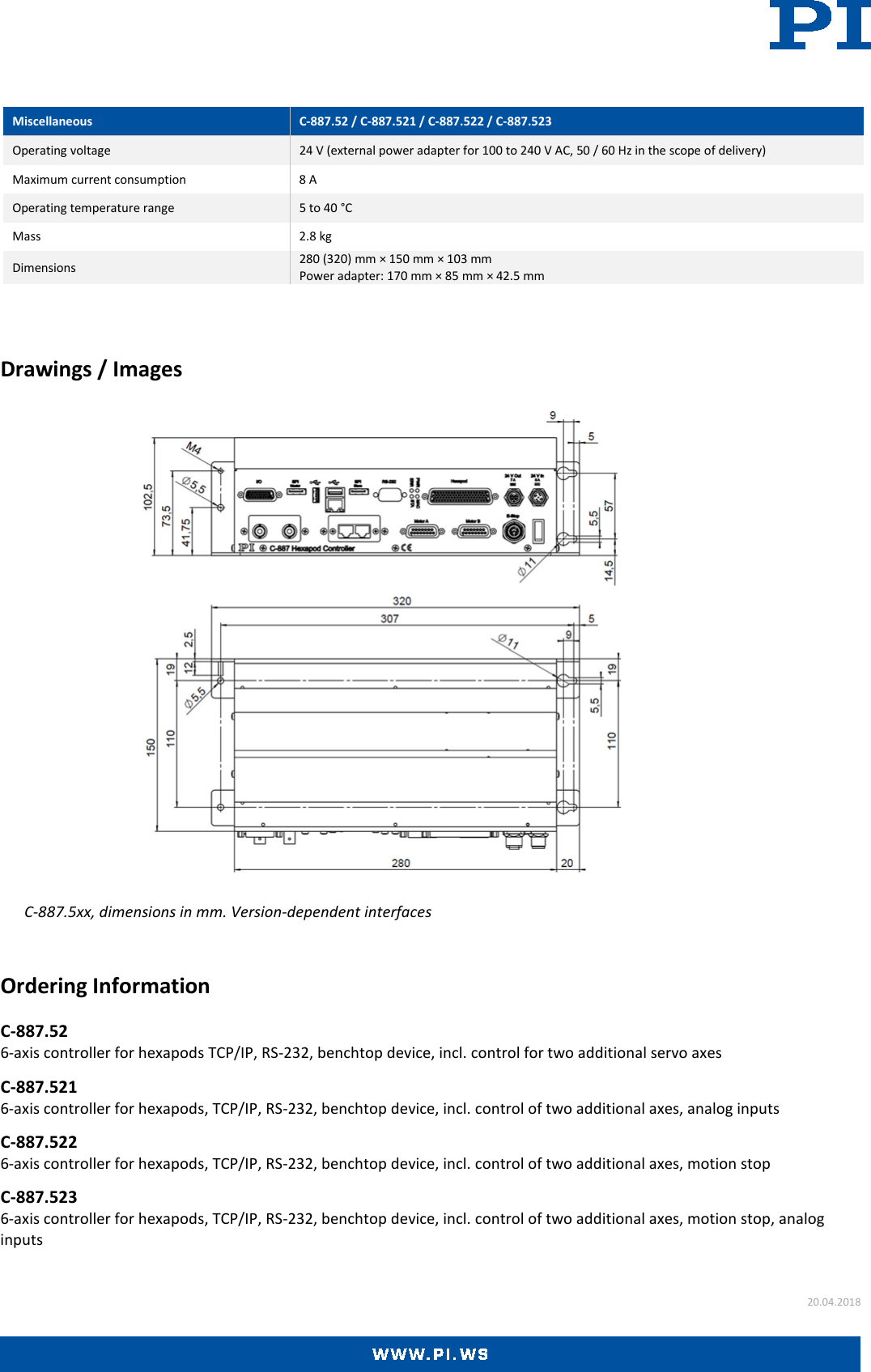 Page 3 of 4 - C-887.52x Datasheet  C-887.52x-Datasheet