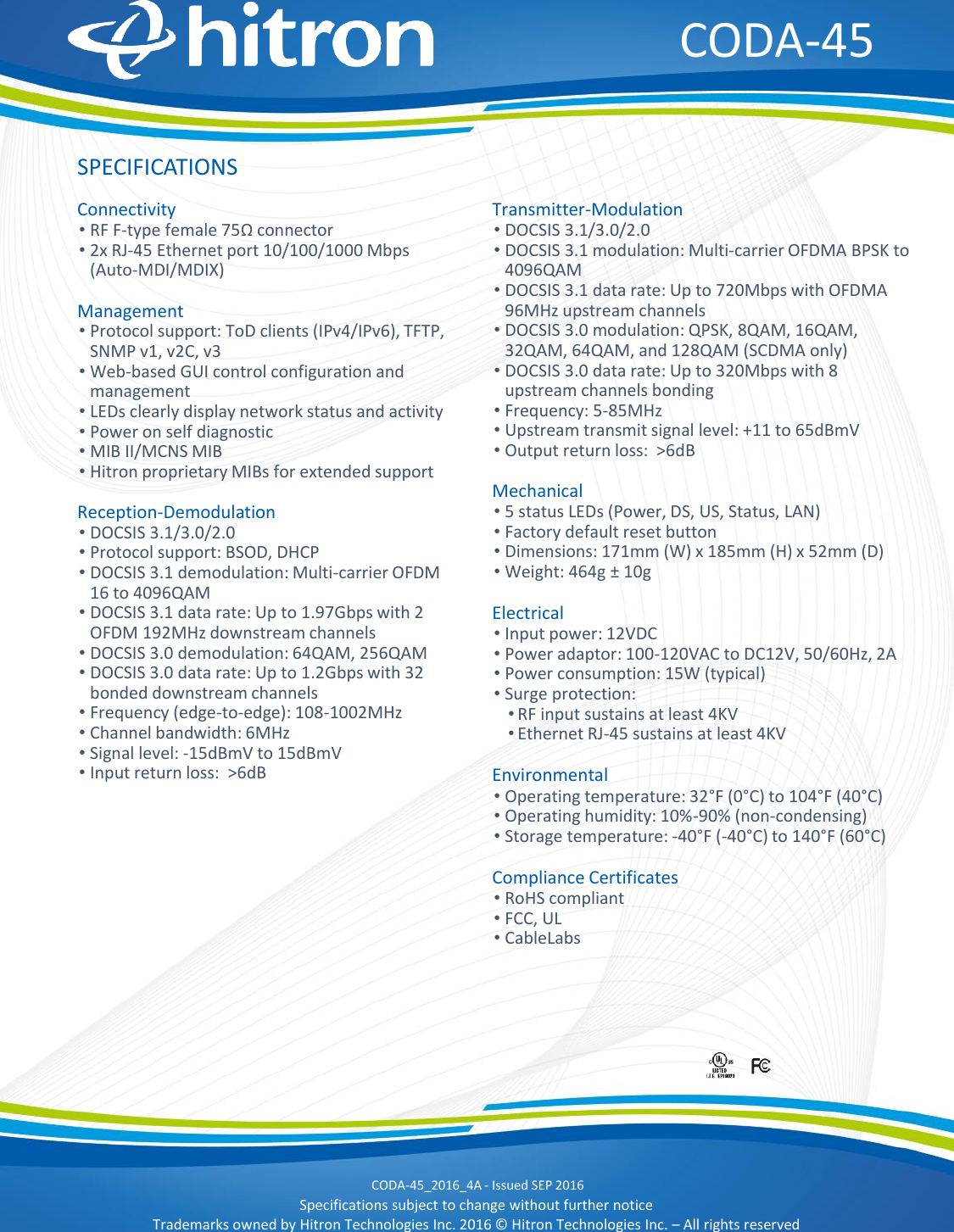 Page 2 of 2 - Presentation CODA-45 Datasheet 0928-1