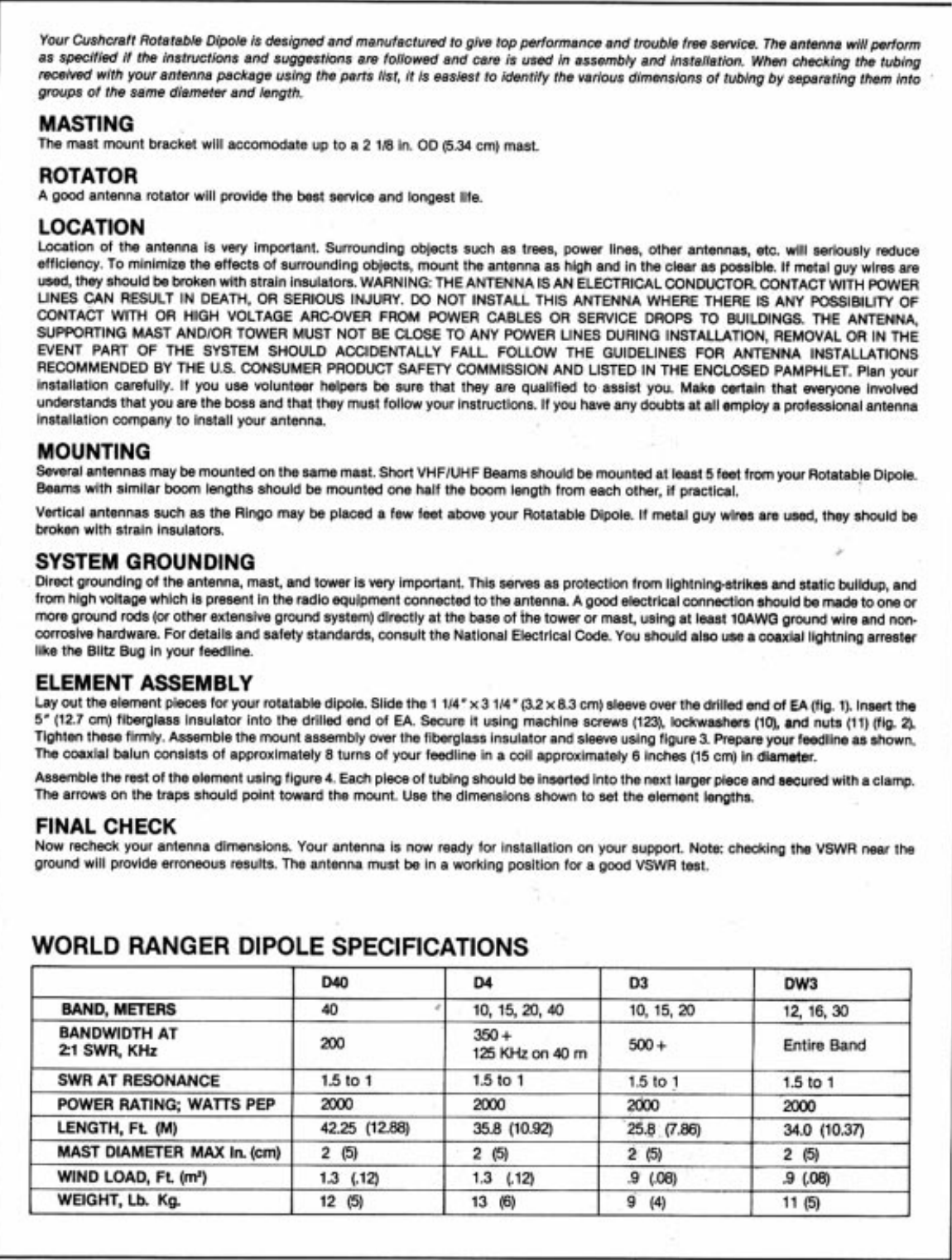 Page 2 of 4 - 1 CUSHCRAFT--D3-ROT-DIPOLE