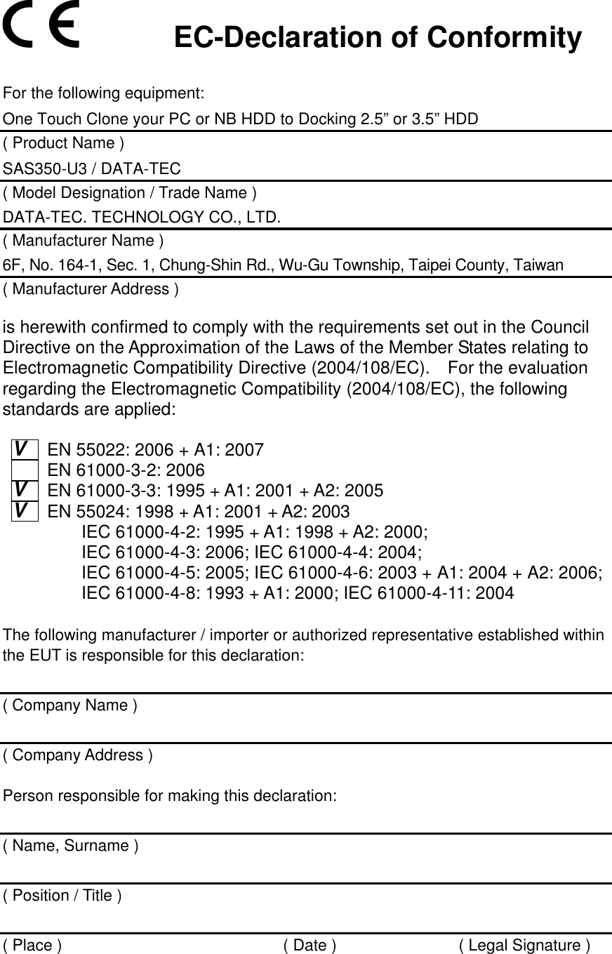 Page 1 of 1 - CE Do C Form Sample