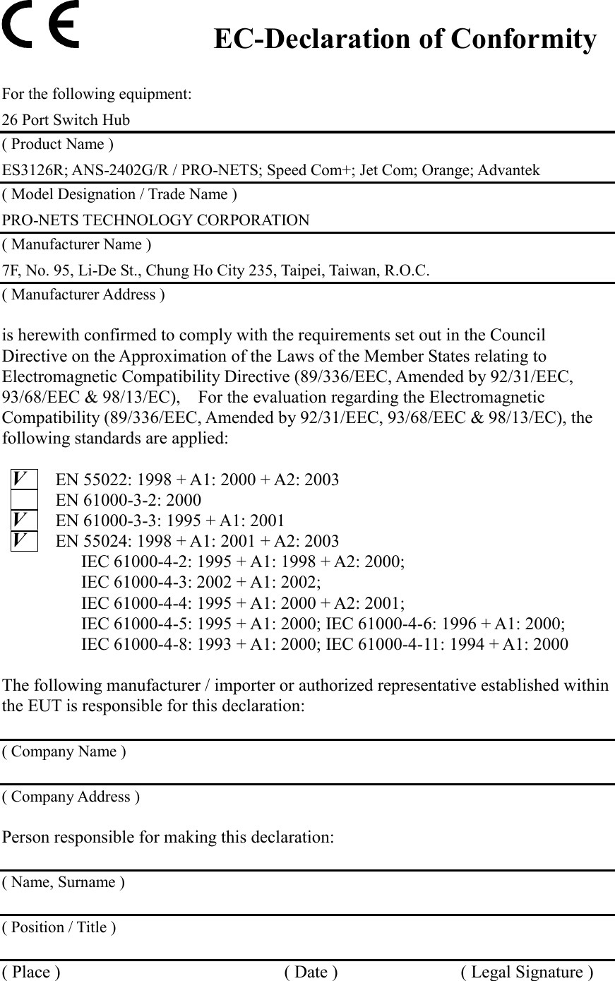 Page 1 of 1 - CE DoC Form Sample  Do C