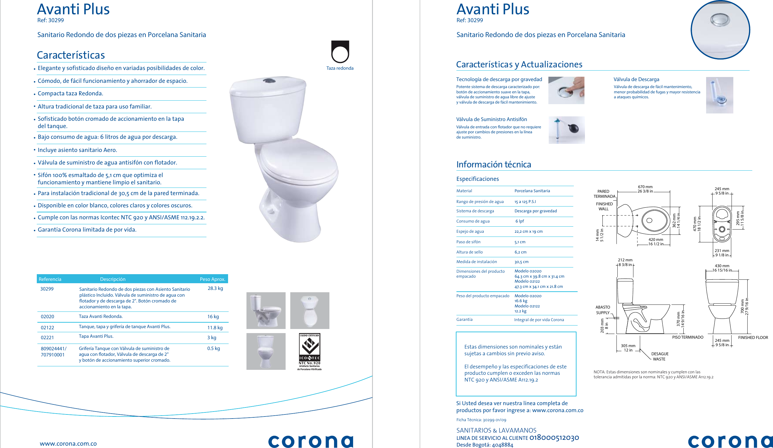 Linea_avanti_avanti Plus Combo sanitario avanti blanco ficha tecnica