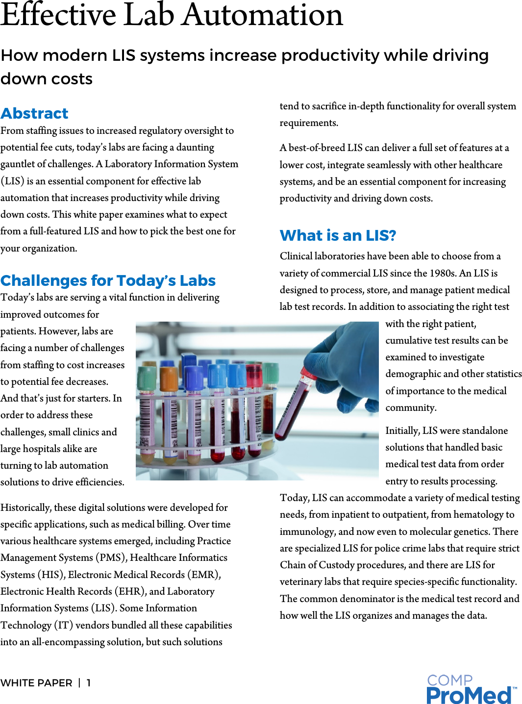 Page 2 of 7 - Effective Lab Automation White Paper  Comp-Pro-Med-Effective-Lab-Automation-White-Paper