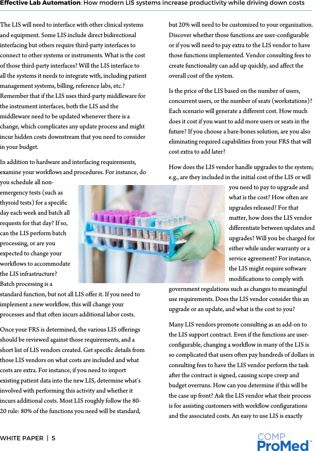 Page 6 of 7 - Effective Lab Automation White Paper  Comp-Pro-Med-Effective-Lab-Automation-White-Paper