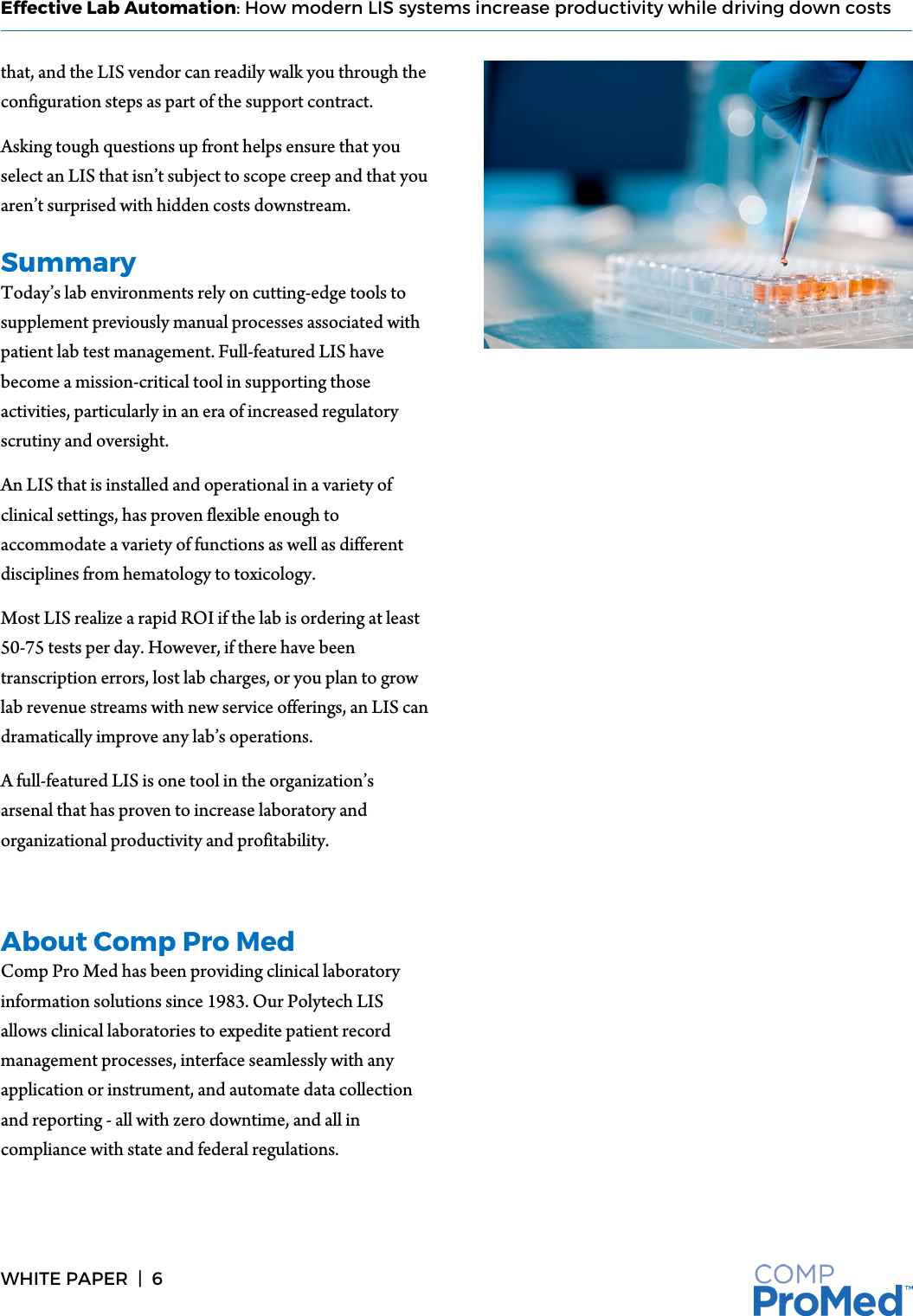Page 7 of 7 - Effective Lab Automation White Paper  Comp-Pro-Med-Effective-Lab-Automation-White-Paper