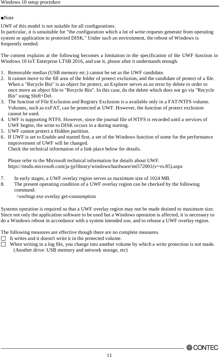 Page 11 of 12 - Contec - Windows 10 Io T Enterprise LTSB 2016 Setup Procedures Manual