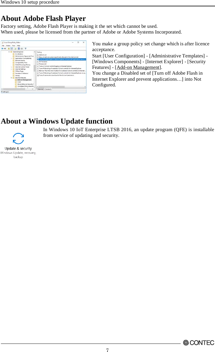 Page 7 of 12 - Contec - Windows 10 Io T Enterprise LTSB 2016 Setup Procedures Manual